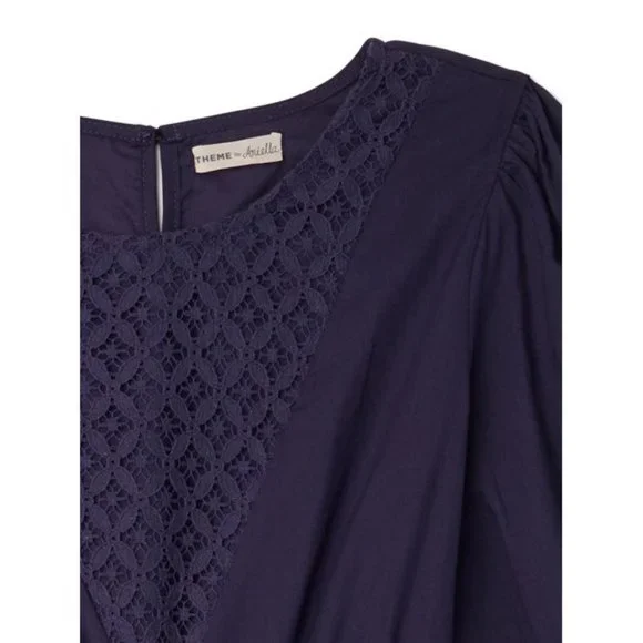 New Girl's Size Medium 10 / 12  church school Dress outfit Navy Dark Blue lace … - Picture 5 of 6